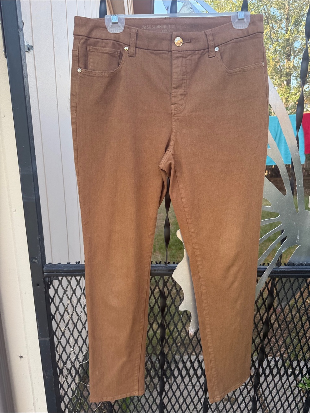Chico's Straight-Leg Stretch Jeans in Brown